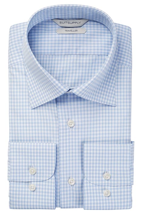 Light Blue Checked Slim Fit Shirt by Suitsupply