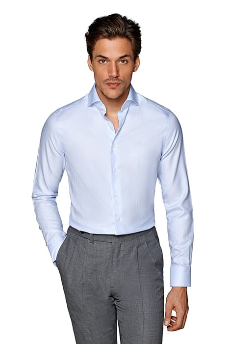 LIGHT BLUE STRIPED SLIM FIT SHIRT by Suitsupply