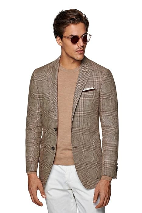 MID BROWN CHECKED HAVANA BLAZER by Suitsupply