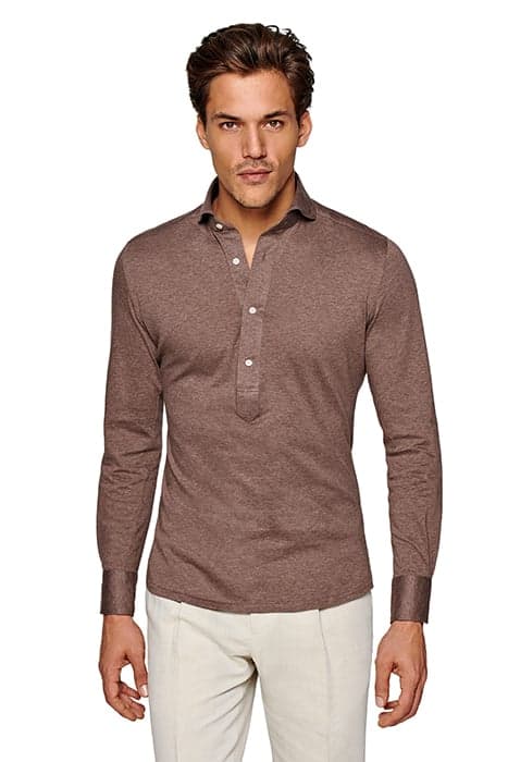 Knitted taupe popover 39 purple line casual ESF knit by Suitsupply