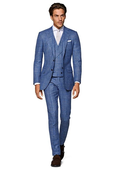 MID BLUE CHECKED THREE-PIECE LAZIO SUIT by Suitsupply