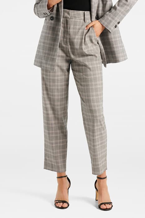 MONIQUE TAPERED CHECK PANTS BROWN CHECK SUIT by Forever New