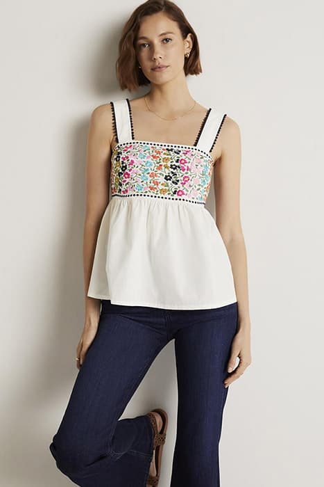 MARINA STRAPPY EMBROIDERED TOP MUL by Boden