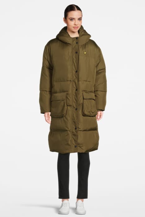 LONGLINE HOODED PUFFER JACKET W799 DEEP OLIVE by Lyle & Scott