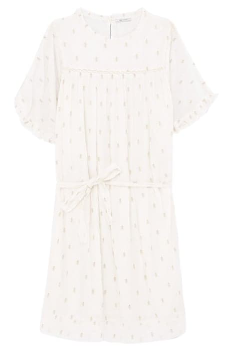 WOMEN’S ECRU BAGGY DRESS WITH LACE PANEL AND GATHERING WHITE by IKKS