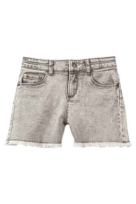 GIRLS’ LIGHT GREY ORGANIC DENIM SHORTS WITH WOVEN BRAID by IKKS