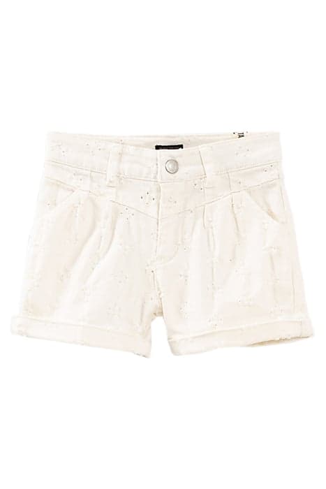 GIRLS’ OFF-WHITE DENIM SHORTS WITH PLACED WEAR by IKKS