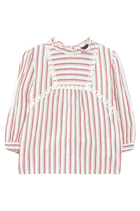 GIRLS’ ECRU MINI ME BLOUSE WITH RED AND BLACK STRIPES by IKKS