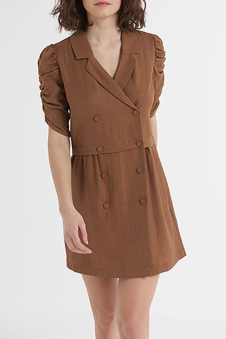 FAWN WRAP DRESS WITH GATHERED SLEEVES FAUVE by ICODE