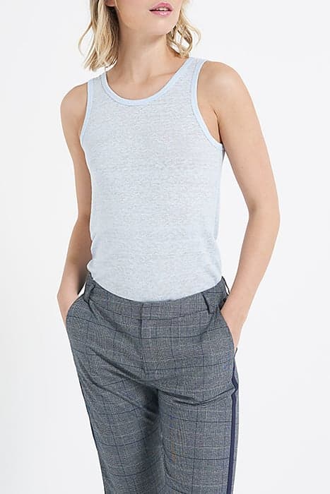 LIGHT BLUE LINEN VEST TOP by ICODE