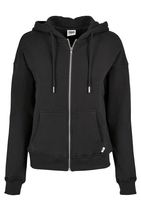 LADIES ORGANIC TERRY ZIP HOODY BLACK by Urban Classics