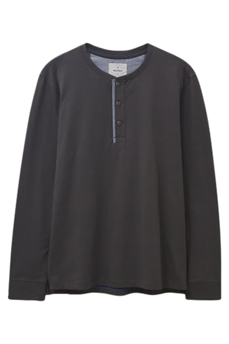 NEWHALL MERCERISED HENLEY WASHED BLK by White Stuff