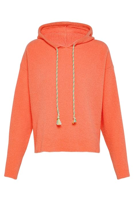 SOFT PURE WOOL RIB STITCH HOODIE SWEATER ORANGE by forte_forte