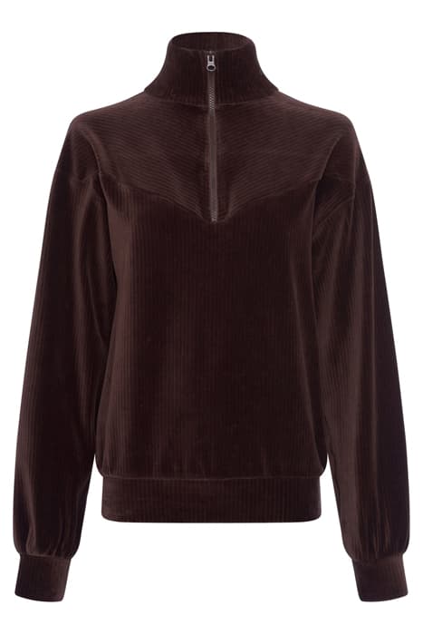 SHULA CORD JERSEY SWEATSHIRT DARK CHOCOLATE by French Connection