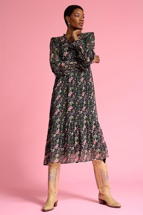 DRESS - FLOWER BLAZE ANTHRACITE by POM Amsterdam