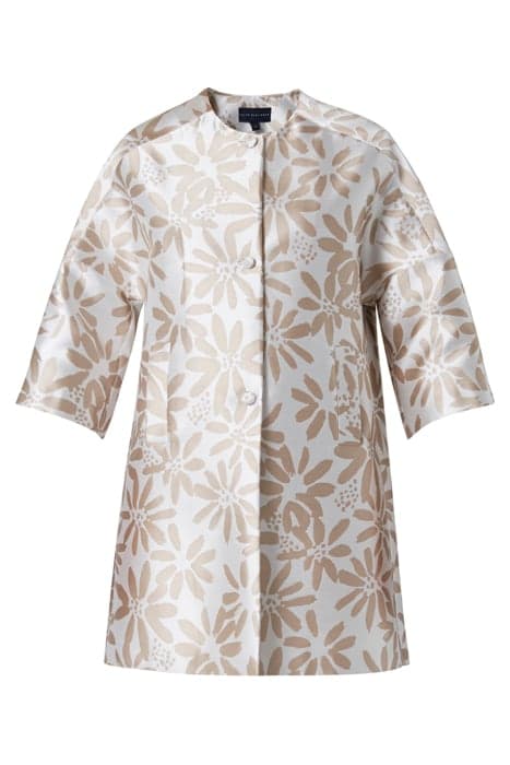 JACKIE FLORAL WHITE CREAM JACQUARD COAT by Helen McAlinden