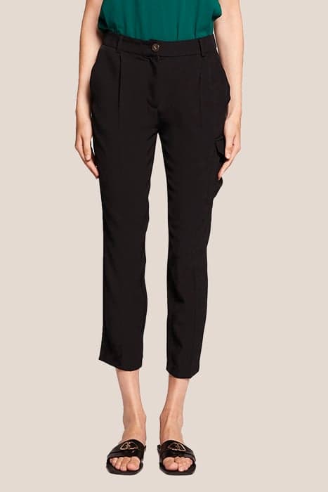 SOLID COLOUR CARGO TROUSERS BLACK by Motivi