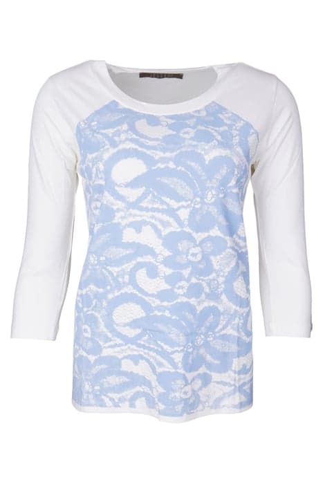 TSHIRT WHITE WITH BLUE LACE PRINT WHITE BLUE by Mucho Gusto