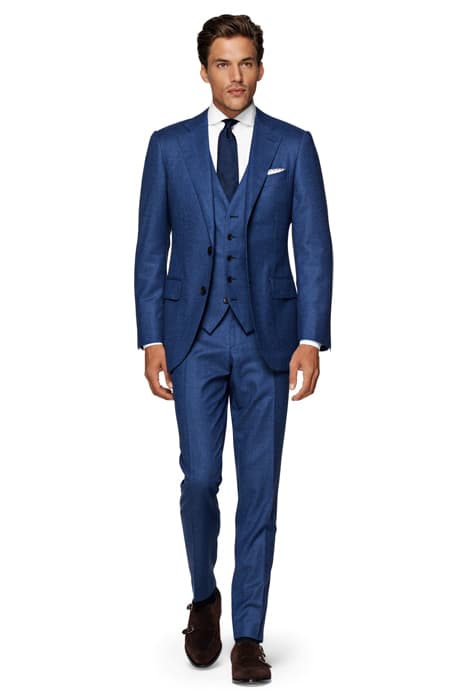 MID BLUE HOUNDSTOOTH THREE-PIECE LAZIO SUIT by Suitsupply