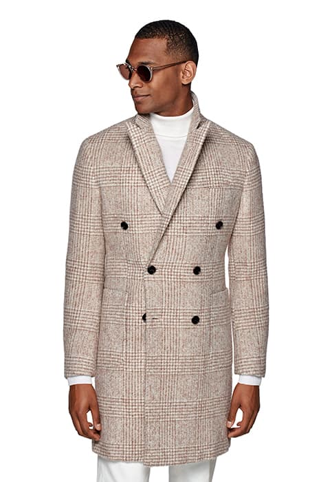 LIGHT BROWN CHECKED OVERCOAT by Suitsupply