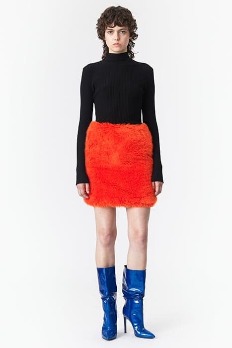 FAUX-FUR MINI SKIRT SUN ORANGE by Marcell von Berlin