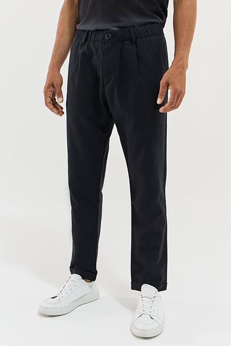 BLACK JACQUARD COTTON AND LINEN TROUSERS by IKKS