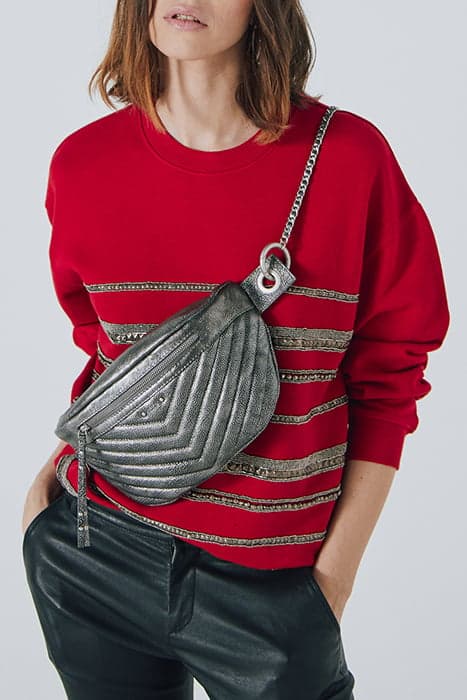 RED SWEATSHIRT WITH SEQUIN SAILOR-STRIPES by IKKS