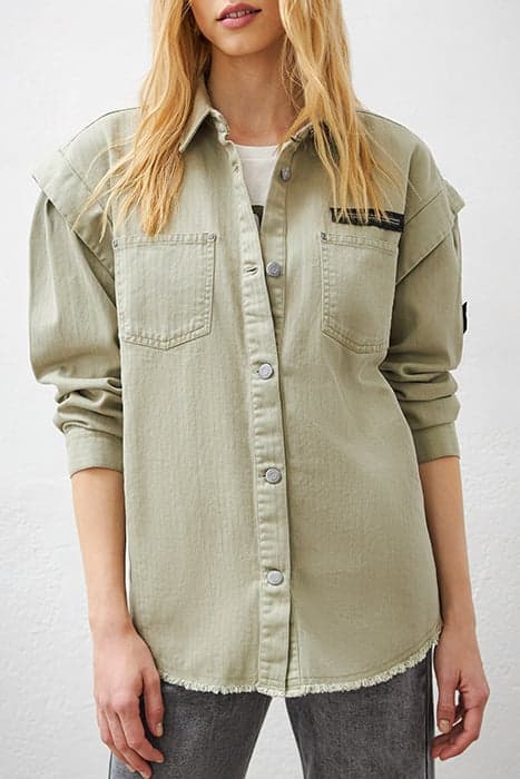 KHAKI COTTON SHIRT WITH ARMY BADGES AND EPAULETS by IKKS