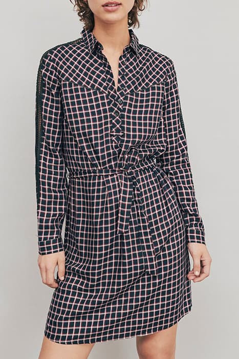 TARTAN BELTED SHIRT DRESS WITH METALLIC THREAD by IKKS