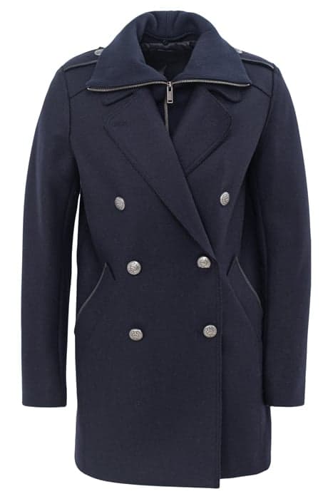 NAVY BLUE RECYCLED WOOL COAT by IKKS