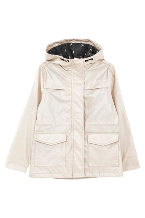 GIRLS’ ECRU WAX-LOOK HOODED RUBBER PARKA OFF-WHITE by IKKS