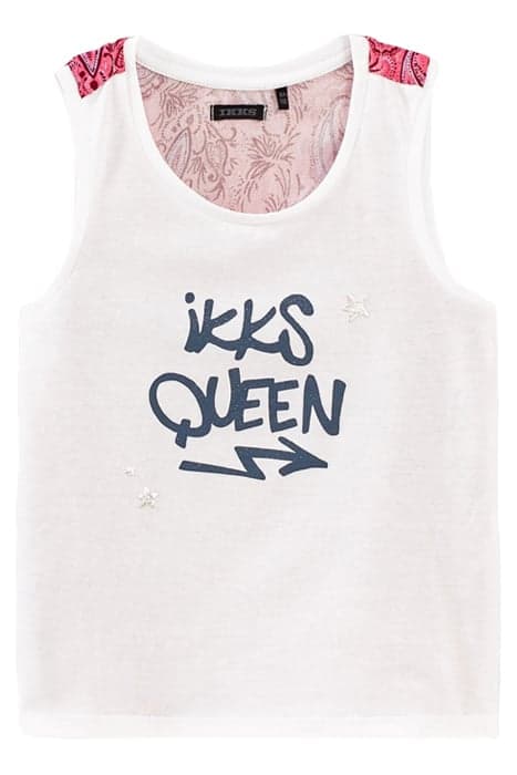 GIRLS’ WHITE MIXED-FABRIC VEST TOP + PINK PAISLEY BACK WHITE by IKKS