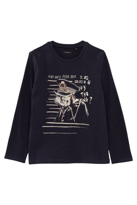 BOYS’ NAVY DOG-OFFICER IMAGE ORGANIC COTTON T-SHIRT NAVY by IKKS