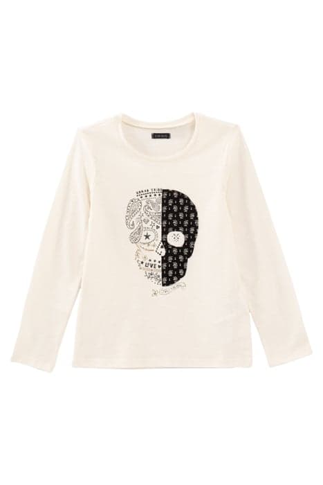 GIRLS’ ECRU SKULL IMAGE ORGANIC COTTON T-SHIRT OFF-WHITE by IKKS