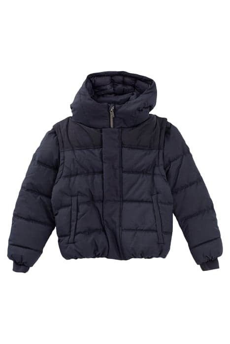 BOYS' NAVY QUILTED MIXED FABRIC PADDED JACKET NAVY by IKKS