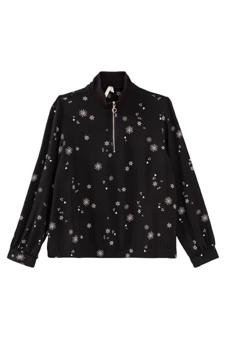 BLACK SNOWFLAKE PRINT BLOUSE by ICODE