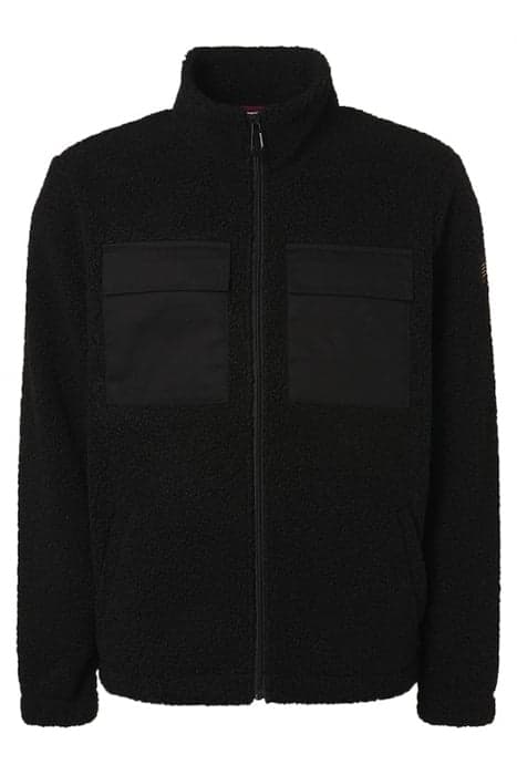 SWEATER FULL ZIPPER BORG BLACK by No Excess