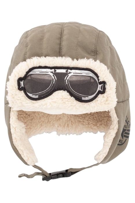 BABY BOYS’ KHAKI FUR-LINED EAR-FLAP HAT WITH GOGGLES IMAGE K by IKKS