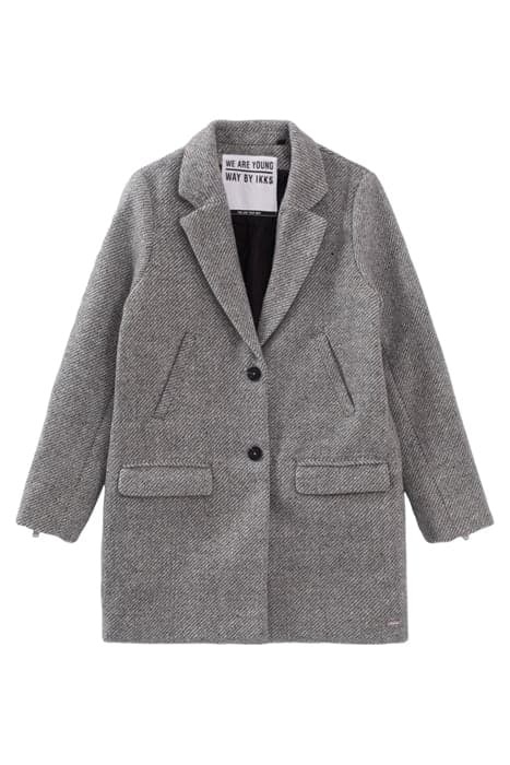 GIRLS’ GREY MARL DECORATIVE WOOL FABRIC COAT MOTTLED GREY by IKKS