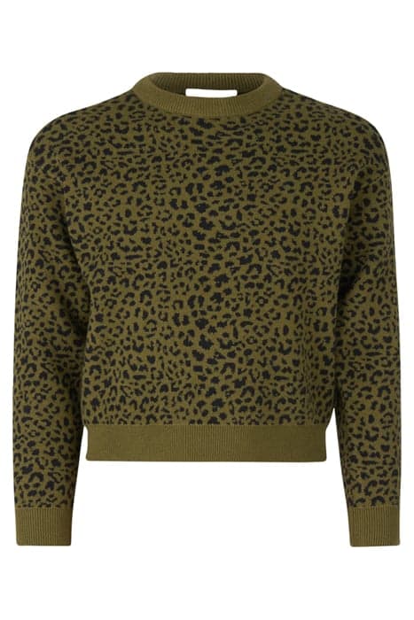 GAA - LEOPARD KNIT PULLOVER DARKGREEN by Shoeby