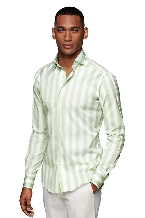 GREEN STRIPED EXTRA SLIM FIT SHIRT by Suitsupply