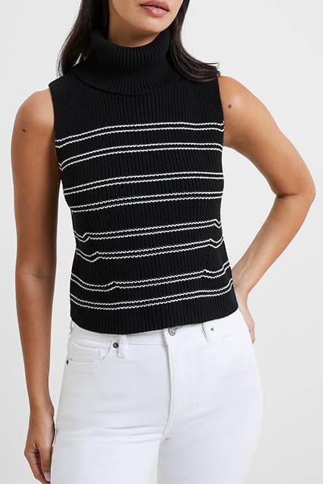 MOZART SLEEVELESS JUMPER BLACK/WHITE by French Connection