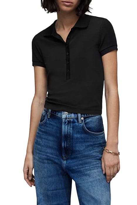 HALLIE SS POLO BLACK by AllSaints