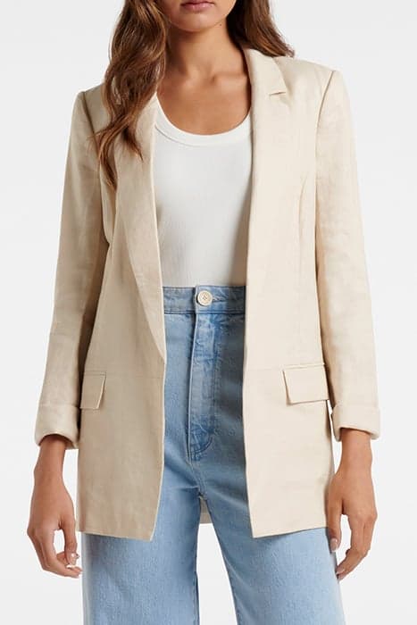 LILA LINEN BLAZER STONE by Forever New