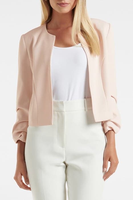 TILLY COLLARLESS BLAZER FROSTED CHAMPAGNE by Forever New