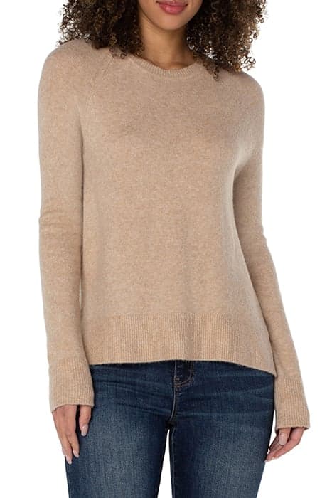 RAGLAN SWEATER W/ SIDE SLIT OATMEAL HEATHER by Liverpool