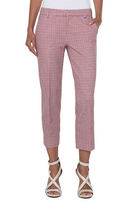 KELSEY TROUSER W/ SLIT SWEET BERRY MINI BOX PLAID by Liverpool