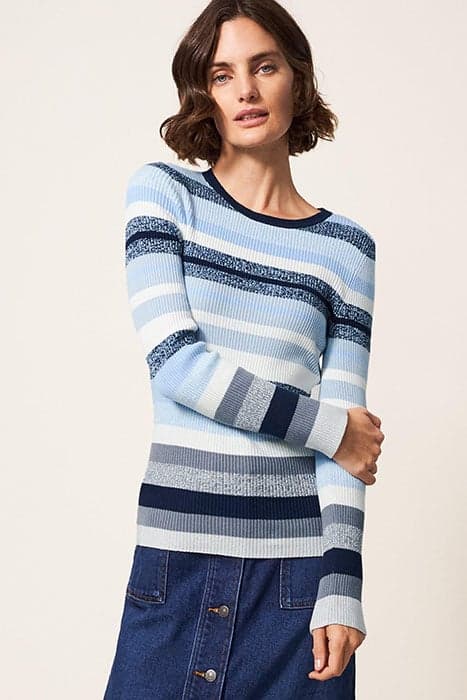 SKINNY RIB JUMPER BLUE MULTI by White Stuff