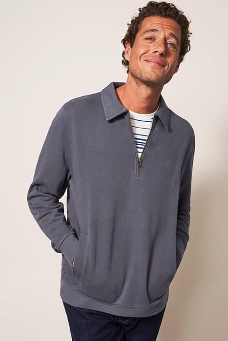 ASHBY HALF ZIP SWEAT DARK GREY by White Stuff