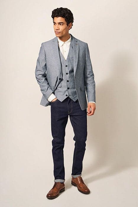 HEATH CHAMBRAY WAISTCOAT CHAMB BLUE by White Stuff